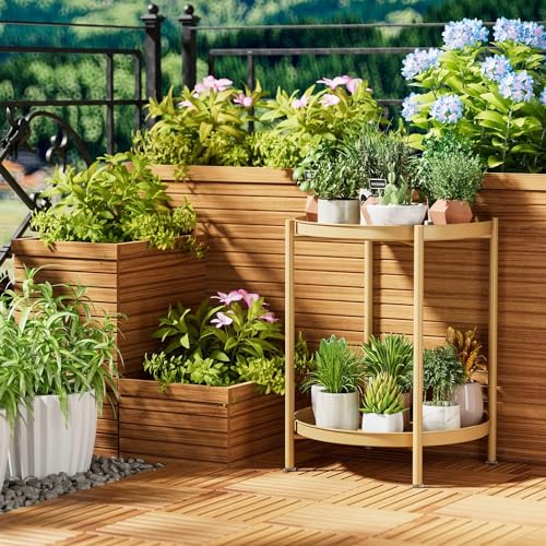 Tray Metal End Table，Folding Round Metal Side Table Waterproof，Round End Table with Removable Tray for Living Room Bedroom Balcony and Office (black-2 tier)