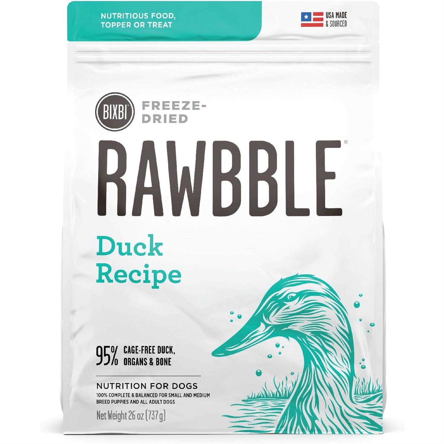 Bixbi Dog Food Rawbble Freeze Dried Duck Recipe - Pet Supplies online store