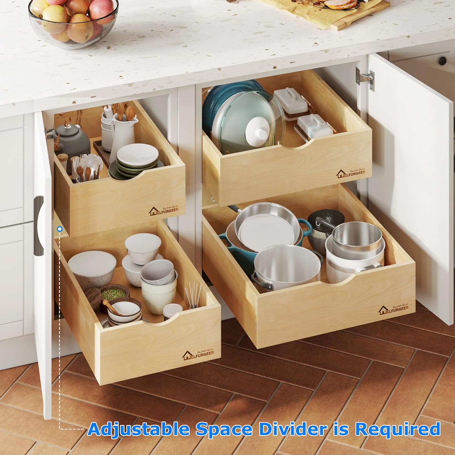 Cabinet Pull Out Organizer, Slide Out Cabinet Organizer, Cabinet Pull Out Organizer, Pull Out Shelves for Kitchen Cabinets, Pull Out Drawer for Home, Kitchen, Bathroom (23''W x 21''D)