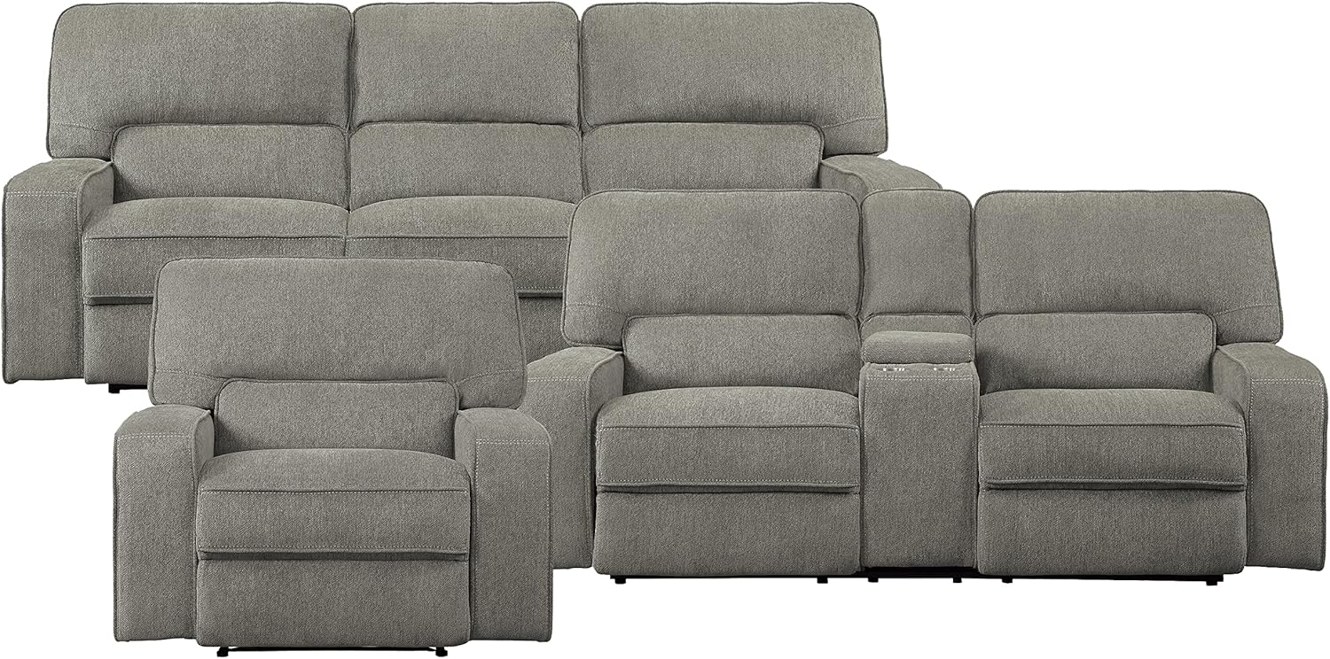 Lexicon Atherton 3-Piece Chenille Fabric Power Reclining Living Room Sofa Set, Mocha