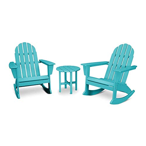 POLYWOOD Vineyard 3-Piece Adirondack Rocking Chair Set with Side Table