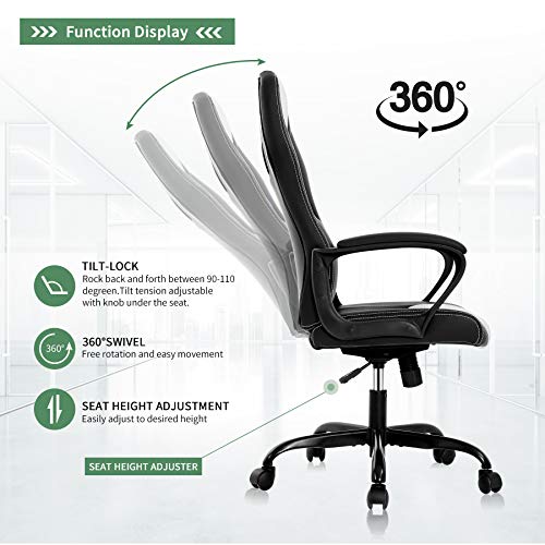 Office Chair PC Gaming Chair Computer Desk Chair Video Game Chair PU Leather Desk Chair Racing Ergonomic Executive Adjustable Swivel Task Chair w/Headrest Armrest and Lumbar Support for Women & Men