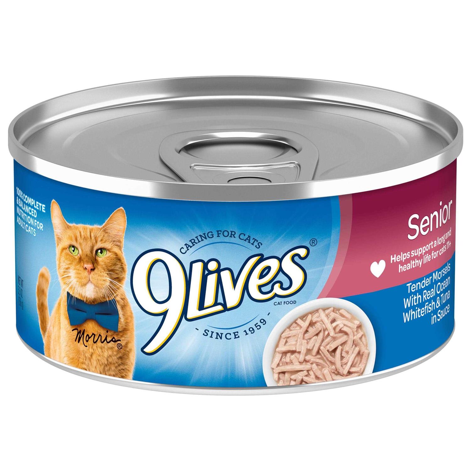 9Lives Wet Senior Cat Food Tender Morsels with Real Ocean Whitefish & Tuna in Sauce - Pet Supplies online store