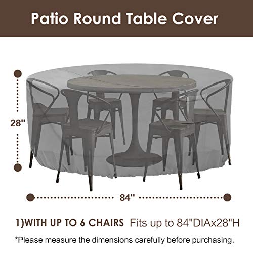 Vailge Round Patio Furniture Covers, 100% Waterproof Outdoor Table Chair Set Covers, Anti-Fading Cover for Outdoor Furniture Set, UV Resistant, 110