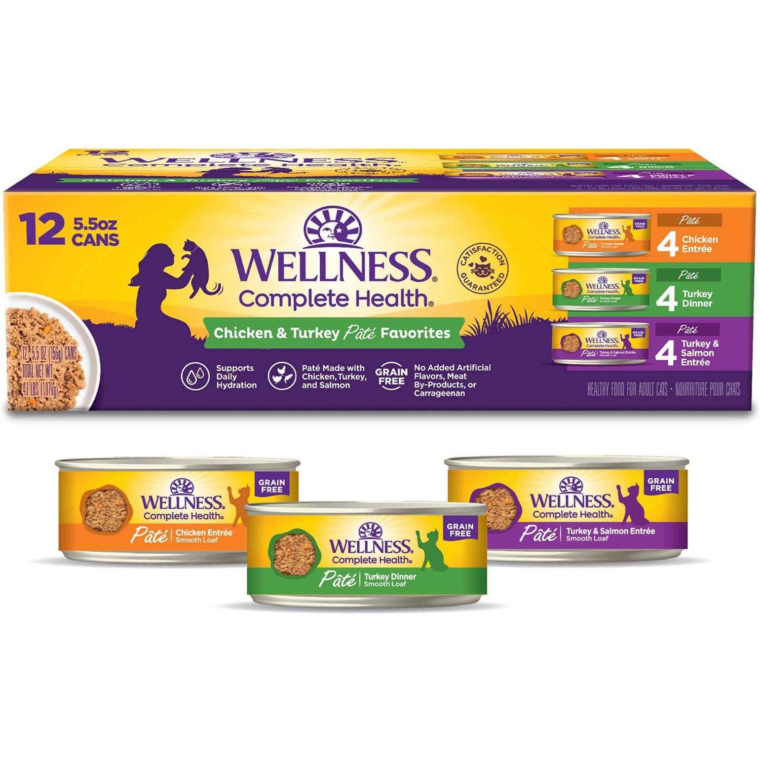 Wellness Complete Health Chicken & Turkey Pate Favorites Cat Food Variety Pack - Pet Supplies online store