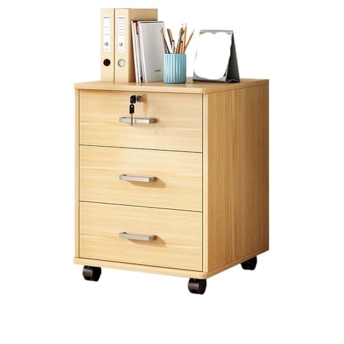 Wooden Storage Cabinet with Lock,Low Cabinet,Wood Rolling File Cabinet Under Desk,File Cabinets for Home(Color:Beige)