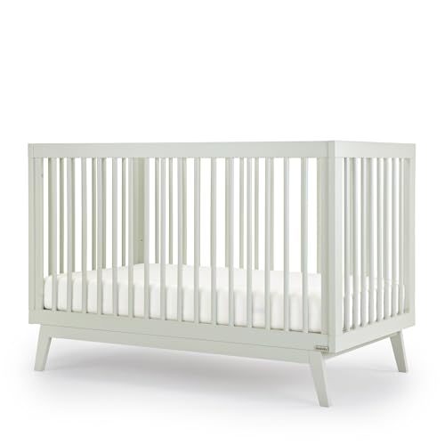 dadada Baby Soho 3-in-1 Convertible Crib to Toddler Bed – Wooden Crib Made in Italy, GREENGUARD Gold Certified Small Baby Crib – Baby-Safe Finish, Modern Design (Black/Natural)
