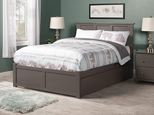 AFI Madison Full Size Platform Bed with Footboard & Full Trundle in White