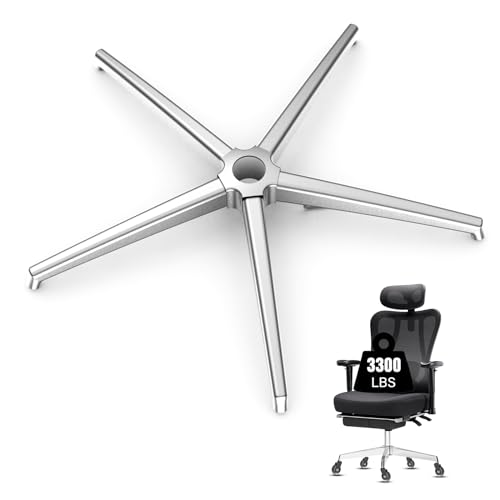 Office Chair Base Replacement (3300 lbs) - Heavy Duty Alloy Office Chair Base Replacement, Office Chair Reinforced Metal Legs, Universal Gas Cylinder and Caster Socket (Office chair base)