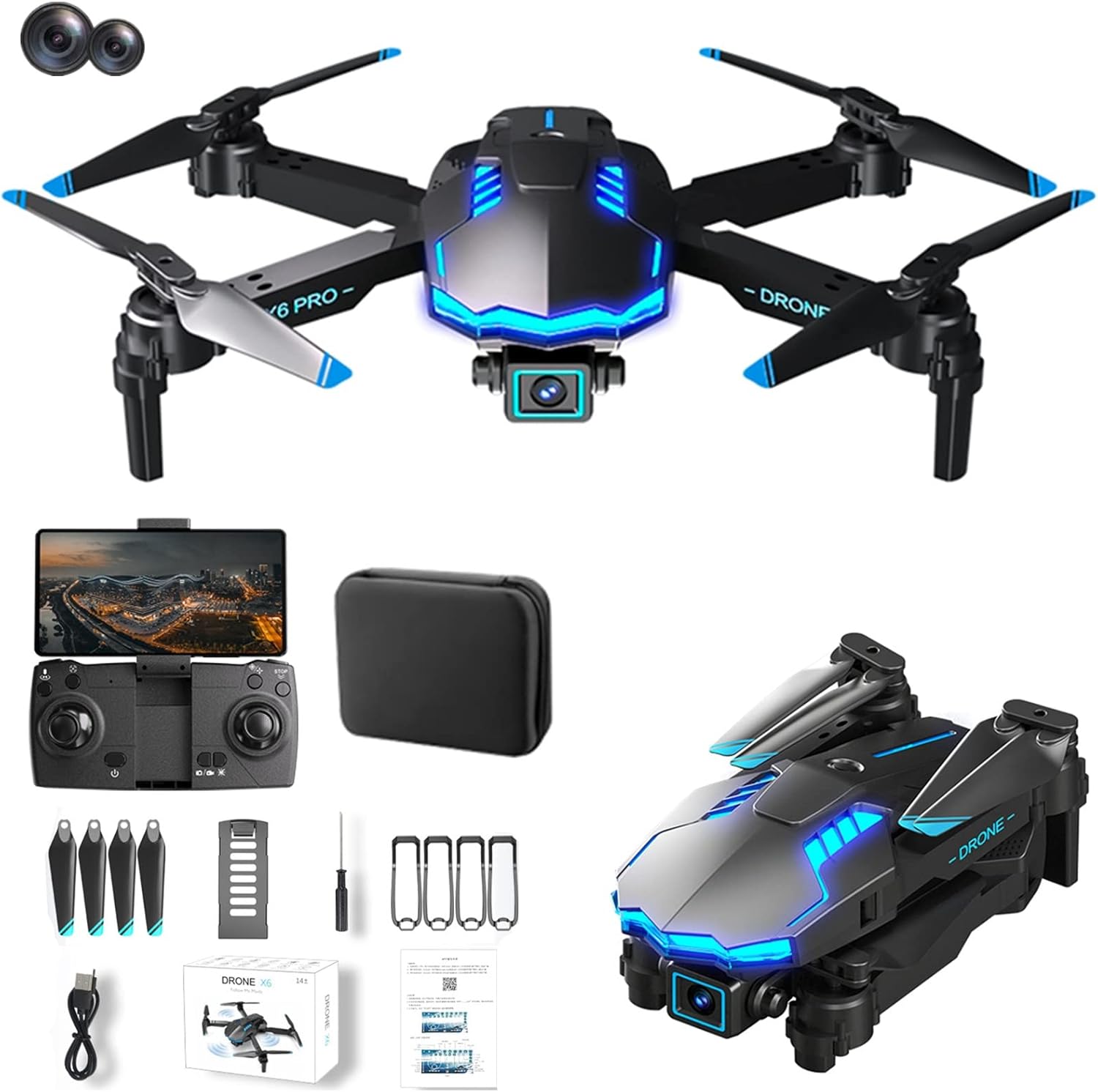 Drones for Kids HD Aerial Photography 1080p Drones with Camera for Adults Mini Fpv Drone with Optical Fl-ow Localization, Altitude Hold Headless Mode, Drones for Kids 8-12 Rc Quadcopter Plane