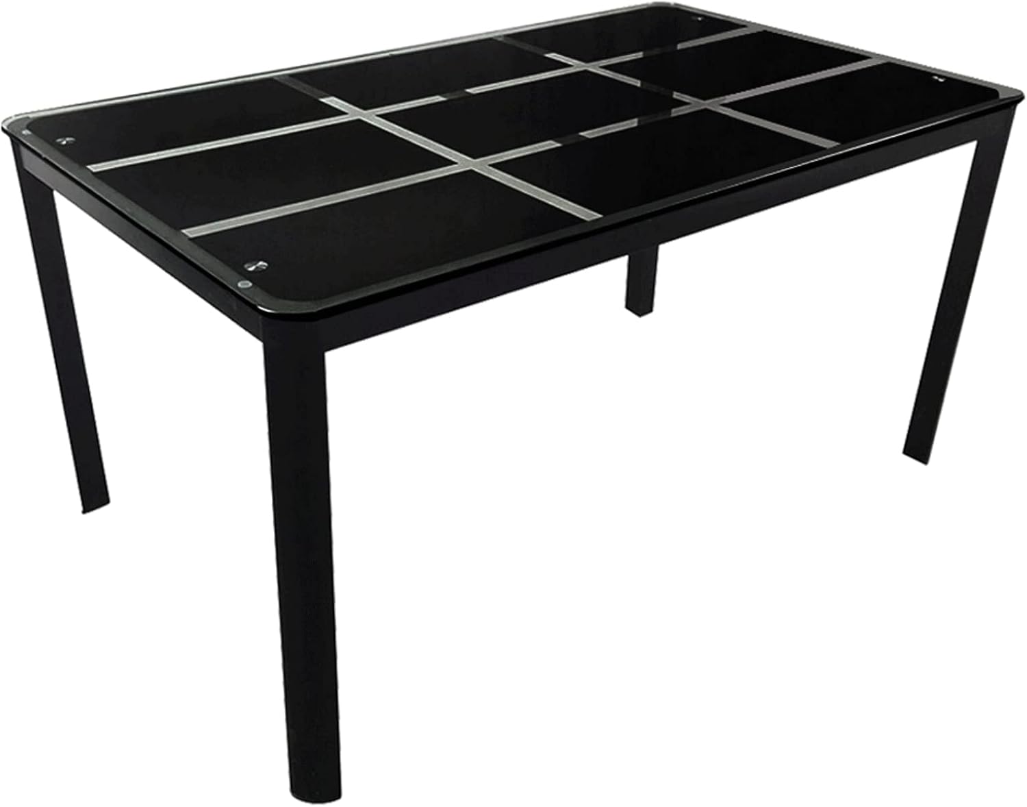 Simple Glass Table Top Dining Table Black Nine Square Kitchen Dining Table