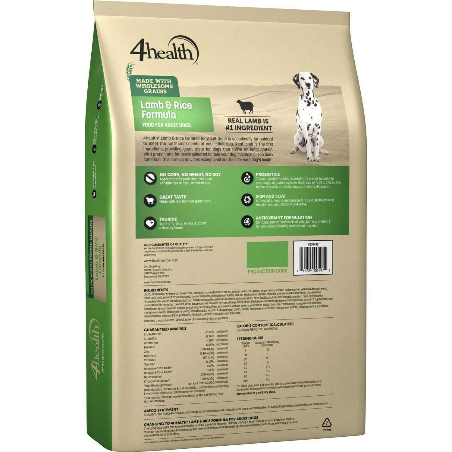 4health Wholesome Grains Adult Lamb and Rice Formula Dry Dog Food - Pet Supplies online store