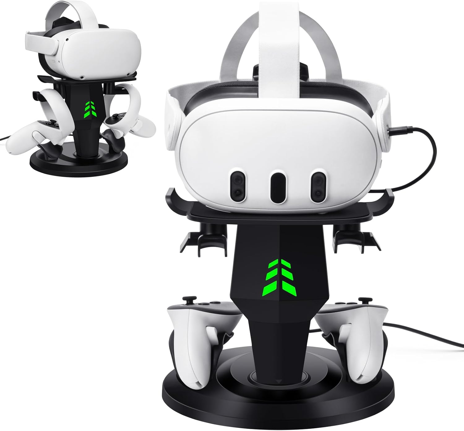 Lampelc VR Charging Stand for Meta/Oculus Quest 3, Quest 2 Headset, Controllers and VR Accessories, VR Headset Charging Dock with LED Lights, Type C Charging Port