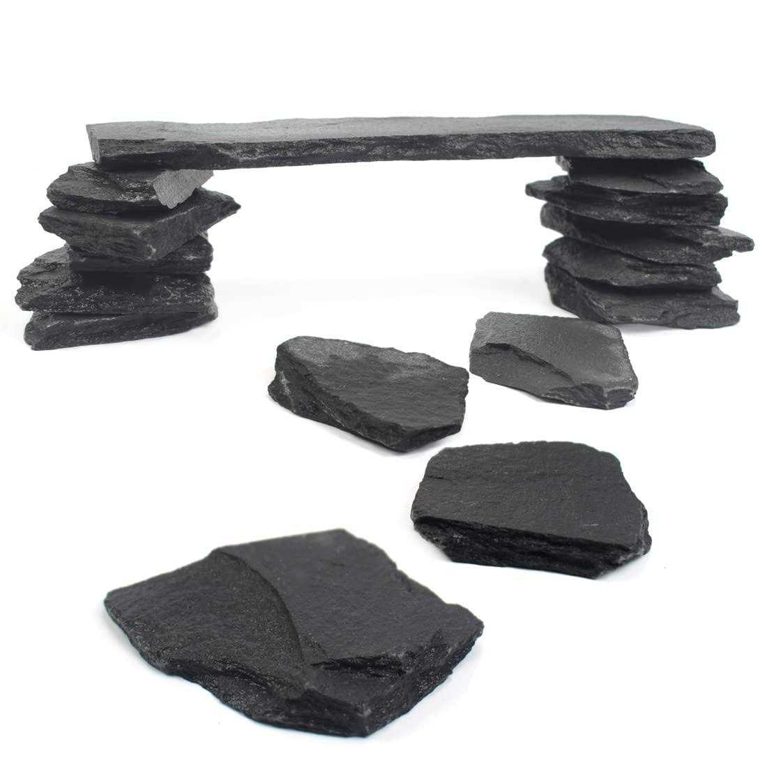 Blue Handcart Natural Slate Stone Rocks, Mix of Stones 2 to 3 inches and 1 Piece About 8 inches - Pet Supplies online store