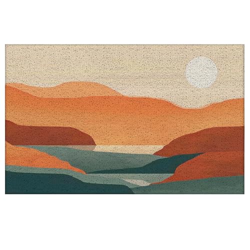 Boho Door Mat - Boho Sun Mountain Front Door Mats Outdoor, Boho Welcome Mat, Boho Door Mat Doormat Outdoor Indoor Entrance, Indoor Door Mats for Entryway, Boho Home Decor, 17x30 Inch