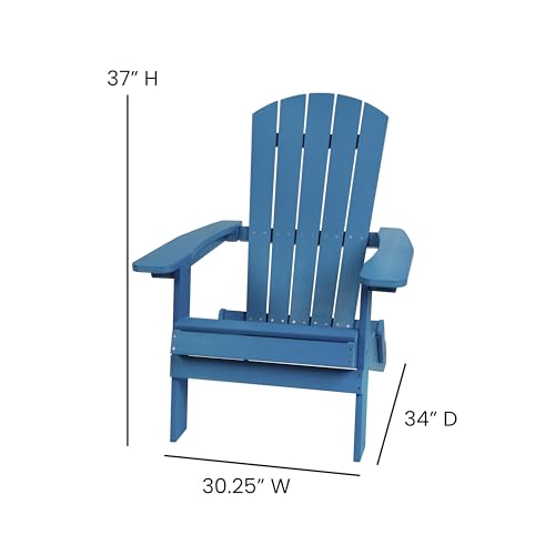 Taylor & Logan Charlestown All-Weather Poly Resin Indoor/Outdoor Folding Adirondack Chair in Blue