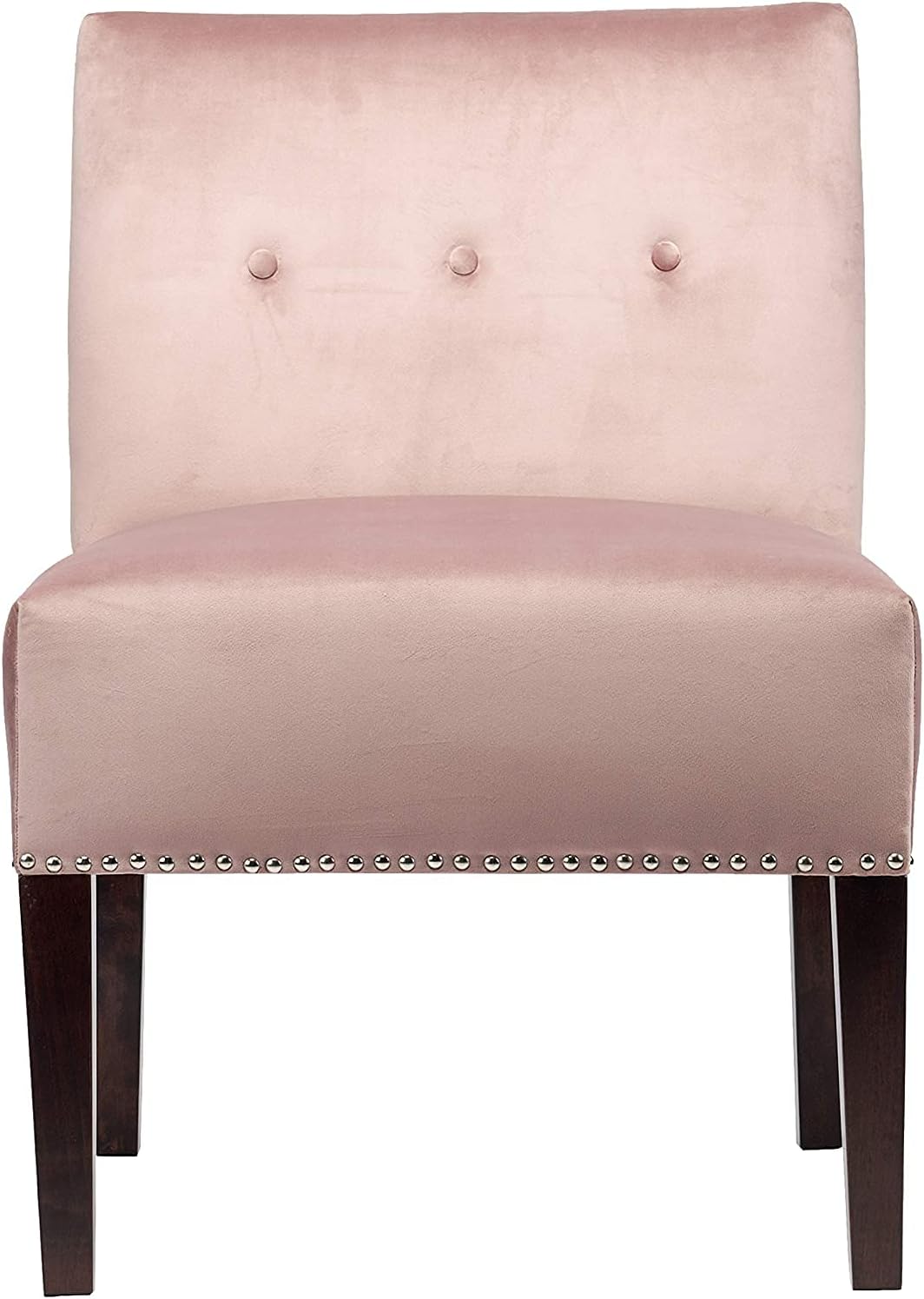 Samantha Collection Armless Accent Chair for Living Room, Office or Vanity, Durable Fabric Upholstery with Espresso Wood Frame, 23