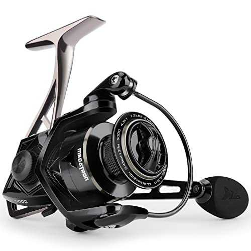 KastKing Megatron Spinning Reel, Freshwater and Saltwater Spinning Fishing Reel, Rigid Aluminum Frame 7+1 Double-Shielded Stainless-Steel BB, Over 30 lbs. Carbon Drag, CNC Aluminum Spool & Handle