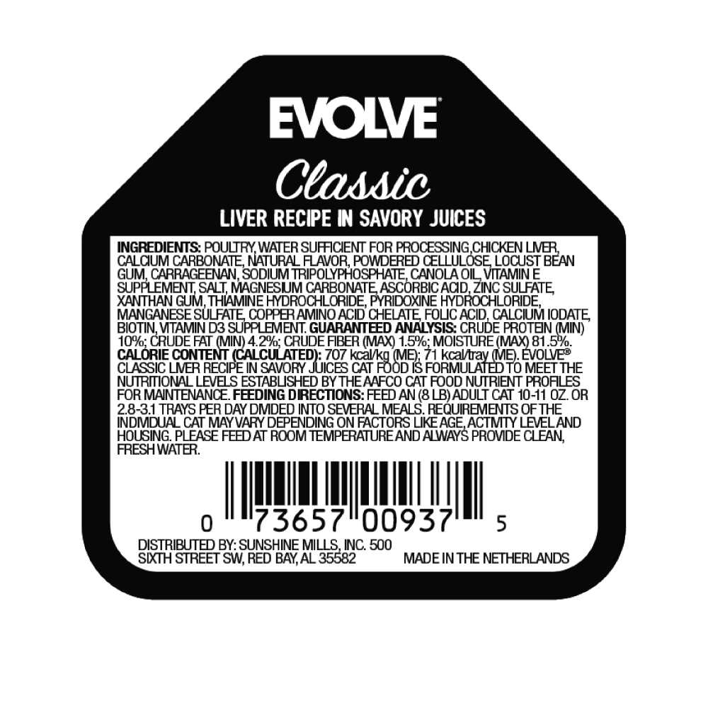 Evolve Classic Crafted Meals Liver Recipe Wet Cat Food - Pet Supplies online store