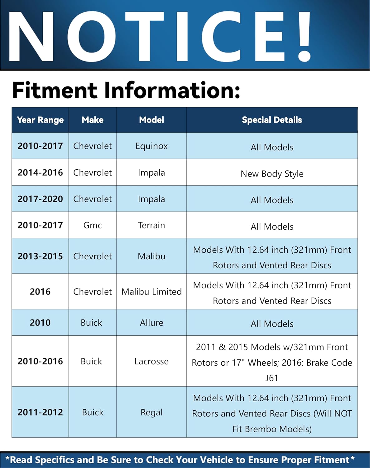 Detroit Axle - Front Brake Kit for Chevrolet Equinox Impala Malibu GMC Terrain Buick LaCrosse Regal Allure Saab 9-5 Disc Brake Rotors Replacement Ceramic Brakes Pads: 12.64