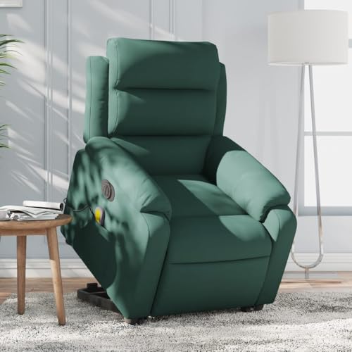 Electric Massaging Chairs Electric Stand up Massage Recliner Chair Dark Green Velvet,Electric Power Lift Massage Recliner Chair with 6Point , Massage and Side Pocket, Velvet Upholstered Comfortable an