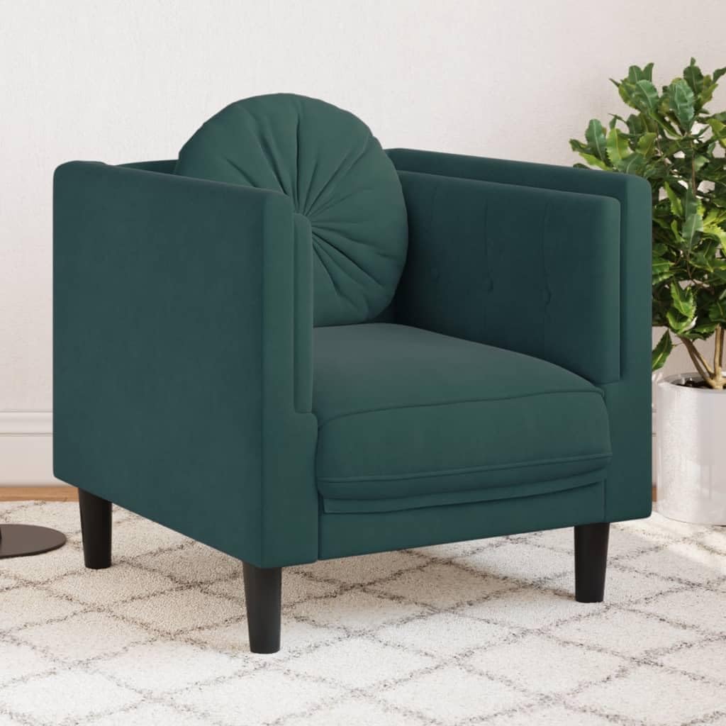 SKM Sofa Chair with Cushion Dark Green Velvet (Weight-38KG)
