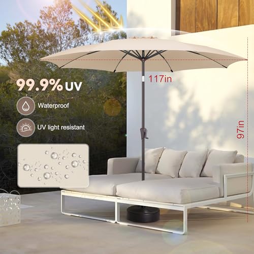 9ft Outdoor Patio Umbrella - 2 Tiers Table Umbrella Waterprool UV Protection, Sombrillas de Patio with Push Button Tilt&Crank, Sun Umbrella for Pool, Porch, Garden, Backyard(Sky Blue)