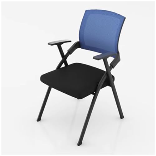 Foldable Conference Room Chair Lightweight Chairs for Office Desks, Folding Training Chair Breathable Meeting Chair Wide Seat Training Ergonomic Office Chair for Company (Color : Blue)