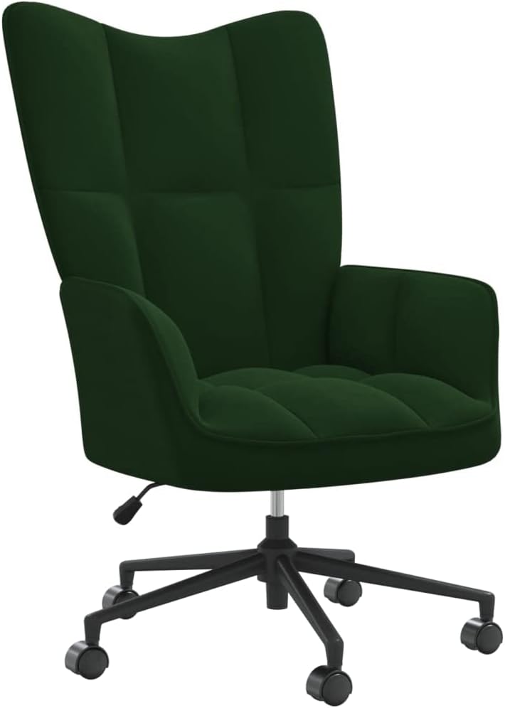 Relaxing Chair Dark Green Velvet,Modern Velvet Office Chair with Adjustable Height and 360° Swivel for Home and Office Living Room Furniture