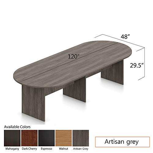 GOF 6FT, 8FT, 10FT Conference Table Chair (G6751Sandbar) Set, Cherry, Espresso, Mahogany, Walnut, Artisan Grey (10ft, Espresso)