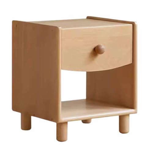 Rectangular Simple Night Stand Modern European Beech Small Side Table Bedroom All Solid Wood Assembled Children's Bedside Small Cabinet Slim Nightstand