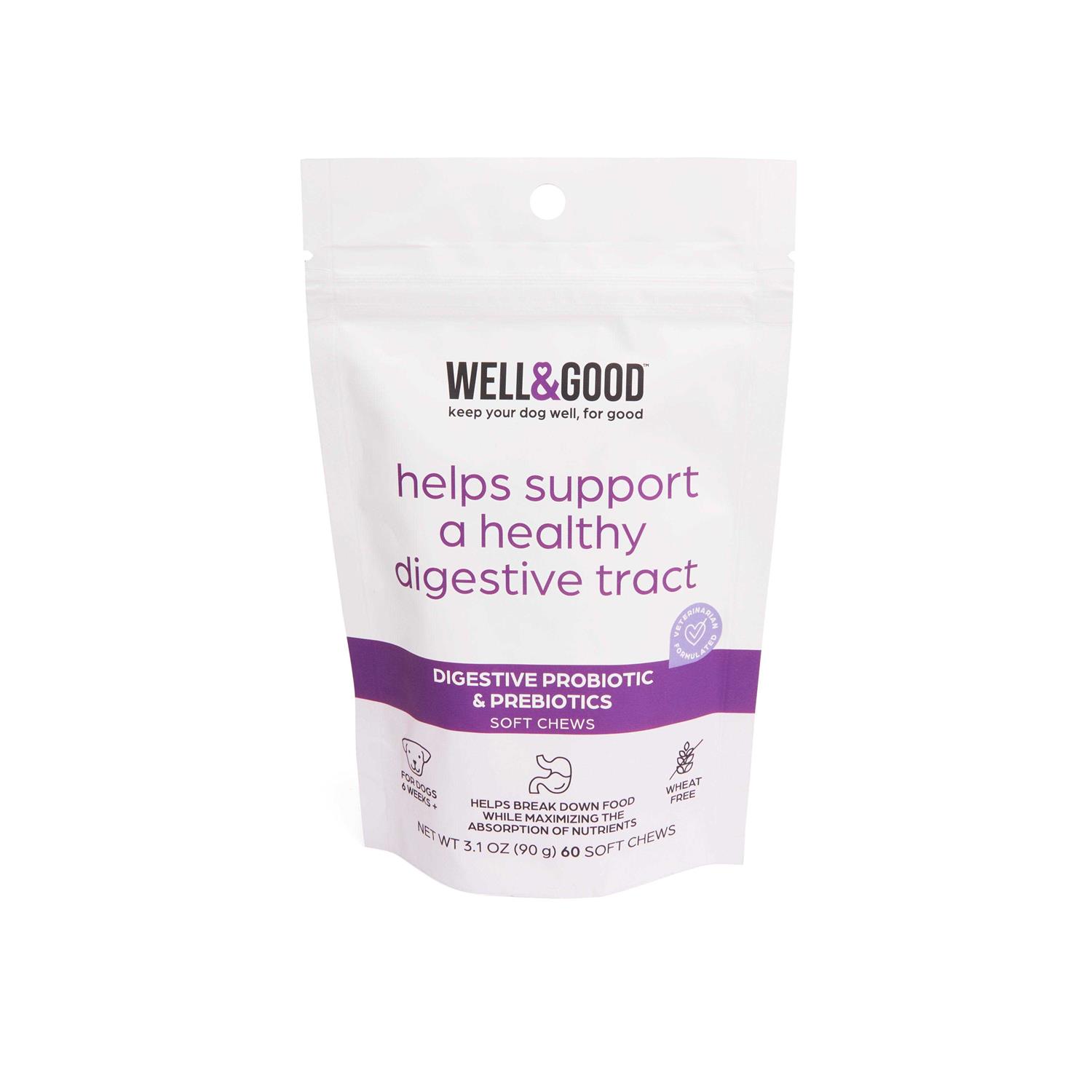 Well & Good Digestive Enzymes with Probiotics Soft Dog Chews - Pet Supplies online store