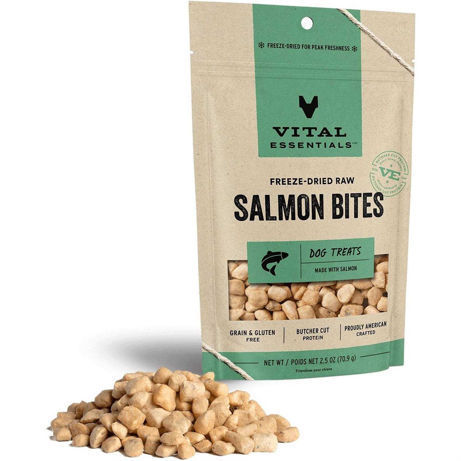 Vital Essentials Freeze-Dried Salmon Bites Dog Treats - Pet Supplies online store