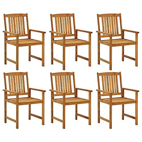 Patio Chairs 6 pcs Solid Acacia Wood,Comfortable Wooden Patio Chair Set for Outdoor Relaxation and Socializing Outdoor Seating Furniture