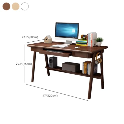 CraftThink Writing Desk, Computer Desk Study Table Work Desk with Keyboard Tray, 2 Drawers and Exterior Shelf for Home Bedroom Office Study, White 55