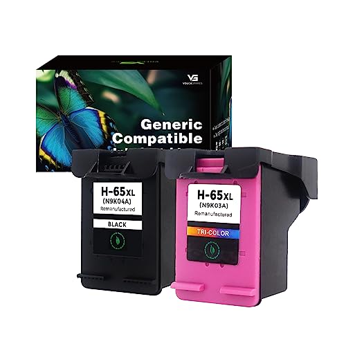 65XL Generic Ink Cartridge Replacement for HP 65 XL Compatible with Deskjet 3700, 3752, 3755, 2652, 2655, 3722, Envy 5055, 5052, 5058, 5014, AMP 100 Series (2 Black Count Combo Pack)