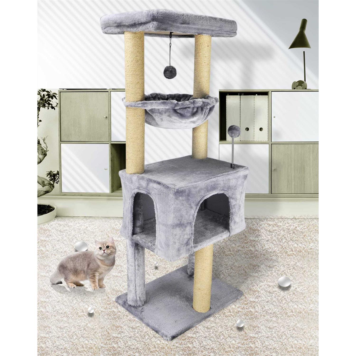 roypet Fashion Design 43.3 Cat Trees with Cat Houses,Grey - Pet Supplies online store