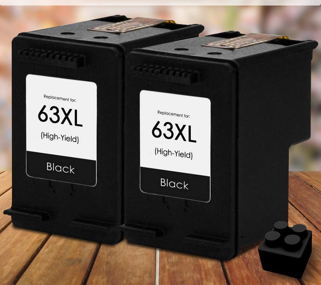 INKjetsclub Remanufactured Ink Cartridge Replacement for 2 Pack HP 63XL (F6U64AN) High Yield, Black Compatible Ink Cartridge.
