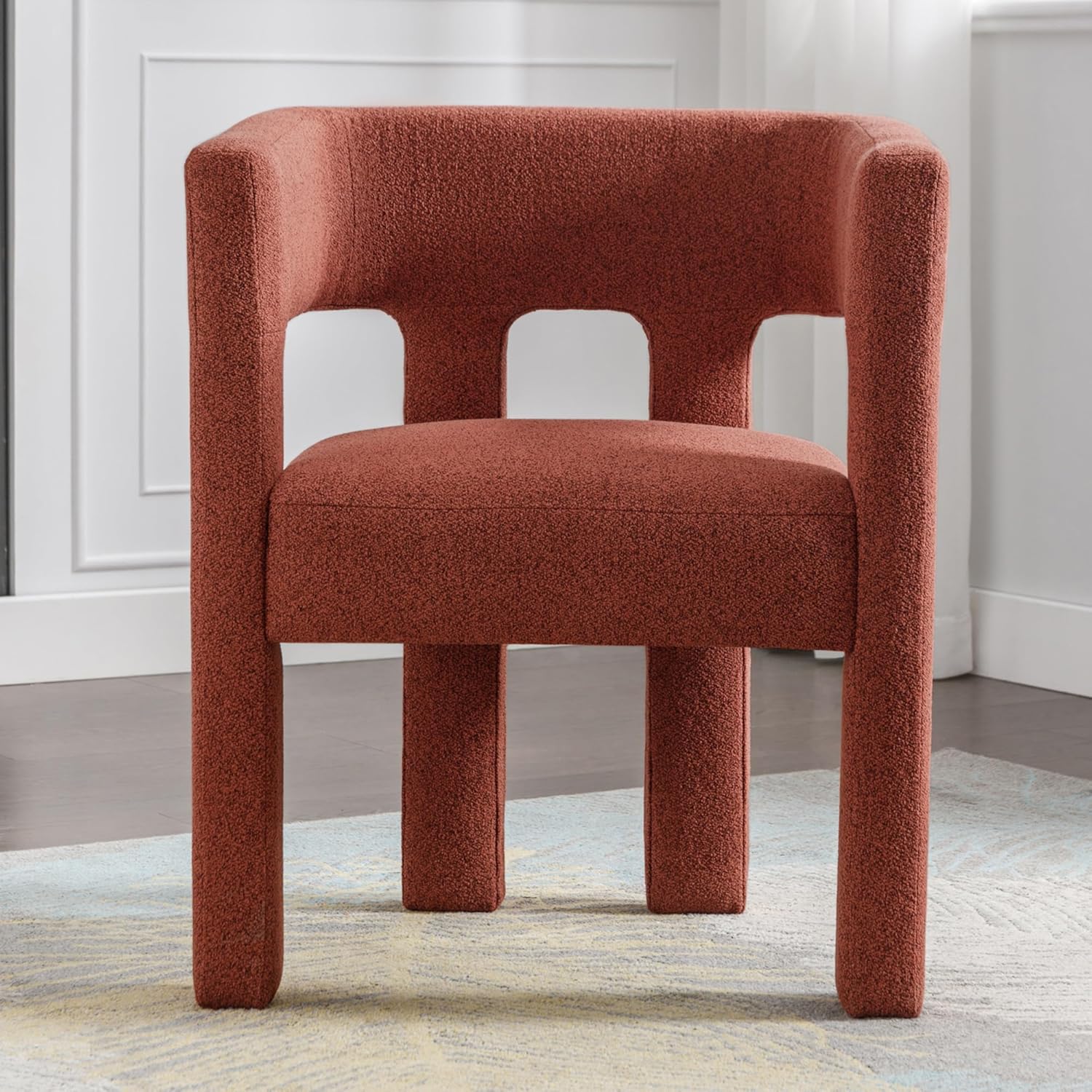 Contemporary Designed Fabric Upholstered Accent Chair Dining Chair for Living Room, Bedroom, Dining Room, Orange