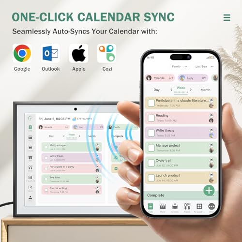 10.1 Inch WiFi Planner Smart Digital Calendar: Two - Way Sync with Phones, Chore Charts, Achievement Rewards, AI Meal Planning,Smart Touchscreen Interactive Display for Family Schedule and Cloud Photo