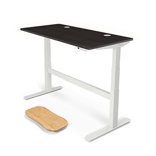 UPLIFT Desk Bamboo (80 x 30 inch) Standing Desk 2-Leg V2-Commercial Adjustable Stand Up C-Frame (Indus.), Advanced Keypad, Wire Grommets, Wire Tray, Rocker Board