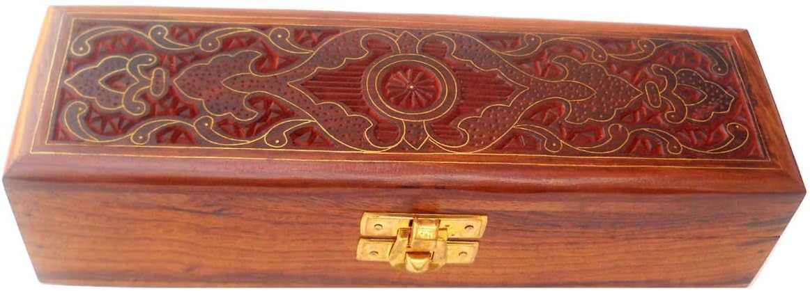 Elegant Design Handcrafted Brass Inlay Sheesham Wood Jewelry Box - Size 8