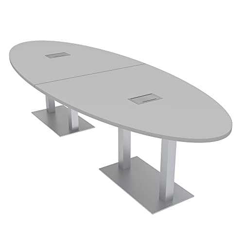 10 Ft Oval Shaped Conference Table with Square Matte Black Base | Harmony Series | 8 Person Conference Table | Asian Night