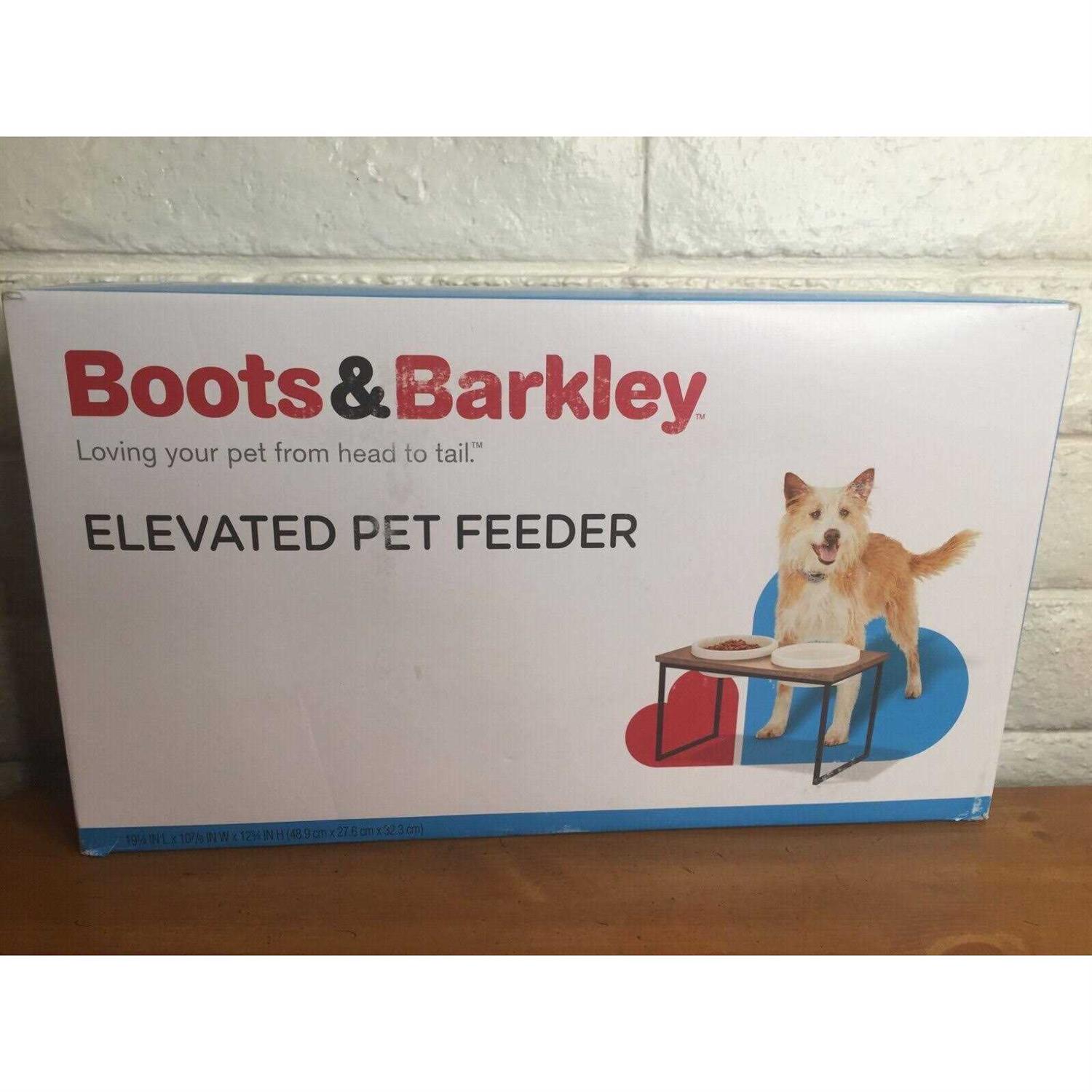 Boots & Barkley Modern Tall Metal Elevated Dog Bowl with Natural Wood Top - Pet Supplies online store
