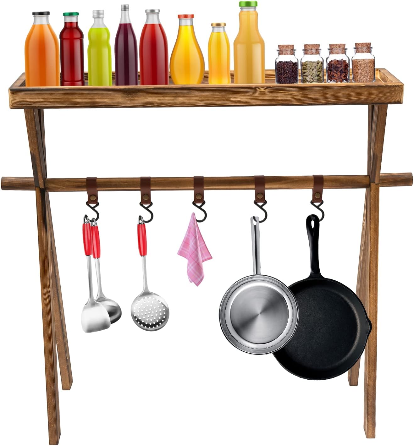 Wooden Picnic Tables, Wooden Portable Picnic Rack with Carrying Bag, Camping Tables Beach Tables Outdoor Shelf/Rack for Storage Picnic, BBQ, Backyard