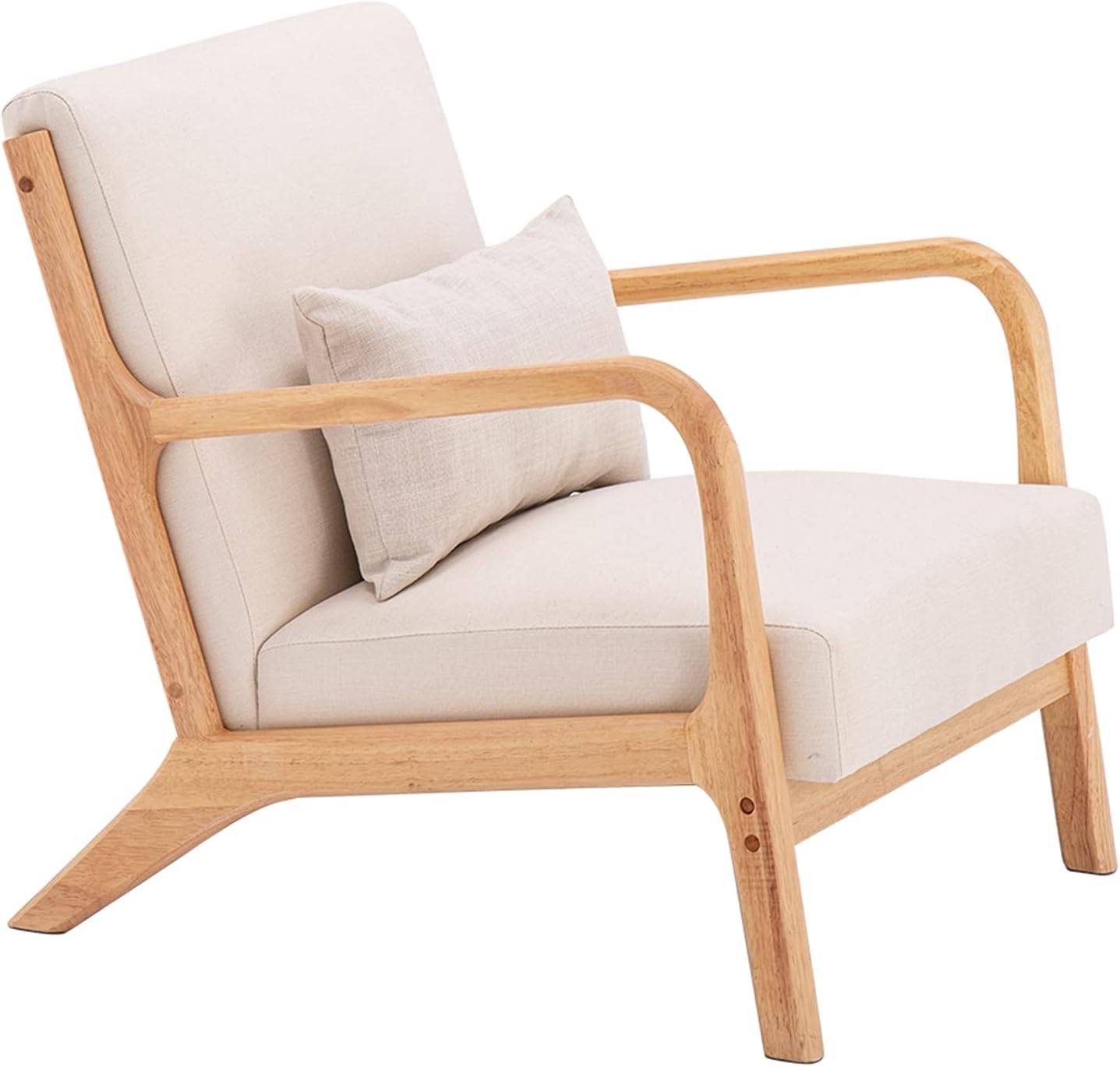 Fabric Oak Sofa Beige (66 x 68 x 75cm), Brown