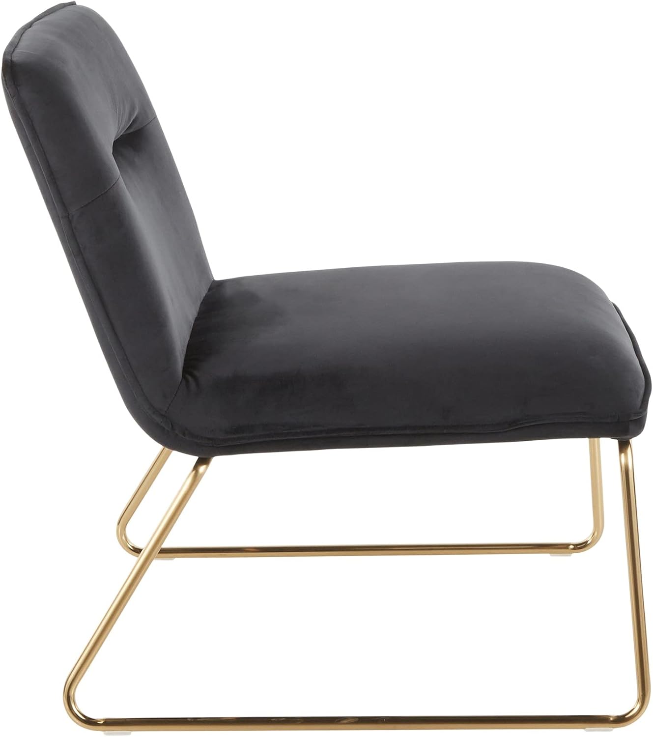 Casper Contemporary Accent Chair in Gold Metal and Black Velvet by