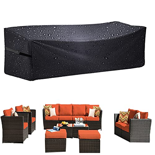 Round Patio Furniture Cover, Outdoor Table with Chair Set Cover Waterproof UV Resistant, Black (50