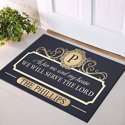 Washable Low-Profile Inside Entry Doormats for Entryway Personalized Elegant Family Home Serve The Lords Doormats Inside Door Mats for Home Entrance Farmhouse Cute Doormat 16x24IN