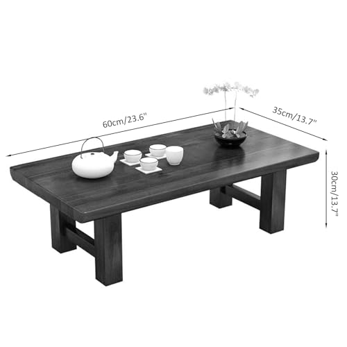 Japanese Style Solid Wood Coffee Table, Wooden Tatami Table, Zen Low Table, Long Floor Table, Balcony Tea Table with Waterproof Tabletop and Sturdy Legs (Color : B, Size : 80x50x38cm)